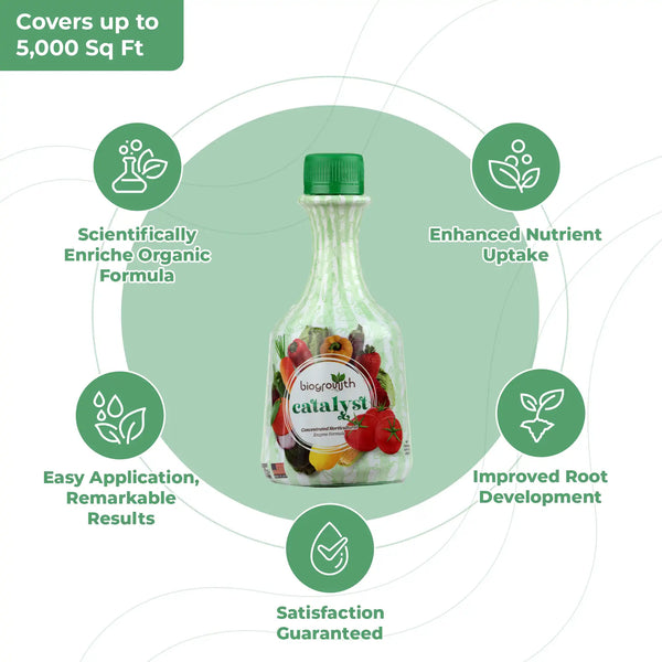 Catalyst 8 oz - Advanced Horticultural Enzyme Formula - Organic Fertilizer for Tomatoes, Vegetables, Fruit Trees, Berries, and More - Covers up to 5,000 Sq Ft - Delivering Rapid and Remarkably Effective, Abundant Harvests!